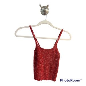 Hollister XS red floral ruched tank top (never worn)